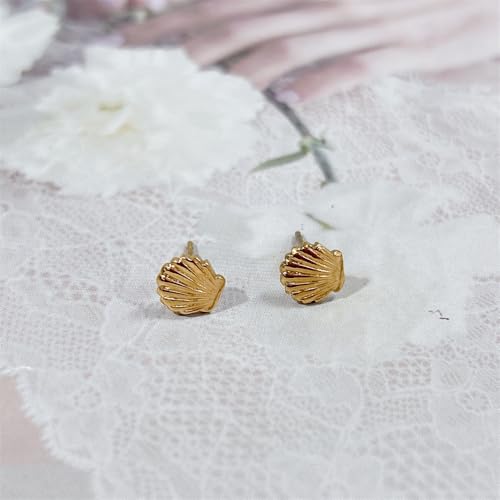 Mini Shell Stud Earrings For Women Girls Stainless Steel Minimalist Dainty Tiny Delicate Scallop Seashell Cartilage Earring Small Cute Studs Gold Silver Summer Beach Ocean Ear Jewelry3
