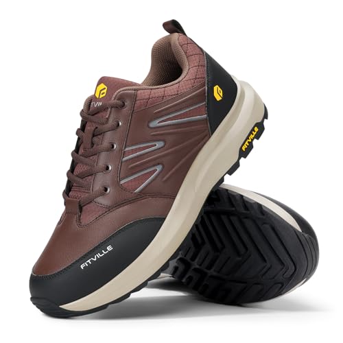 FitVille Mens Wide Hiking Shoes Outdoor Walking Shoes Trekking Trails Sneakers with Slip Resistant