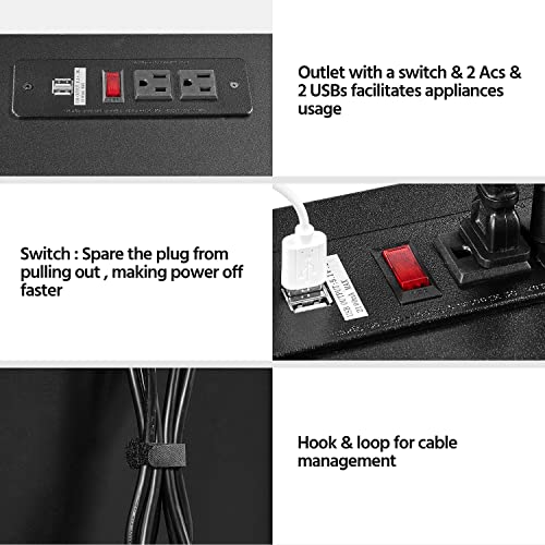 Yaheetech File Cabinet Lateral Filing Cabinet With Socket And Usb Charging Port Mobile Filing Cabinet Printer Stand For Home And Office Black/Rustic Brown #TOP5