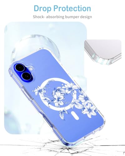 Coque iPhone 16 Plus clématite bleue cadeau idéal fille