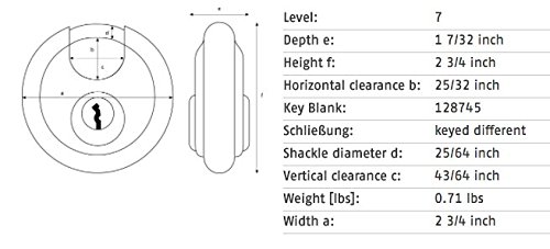 Image of ABUS 24IB /70RK B 5-pin Stainless Steel Rekeyable Diskus Padlock
