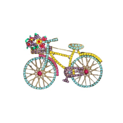 Bicycle Brooch Pins Colorful Cubic Zirconia CZ Biking Lapel