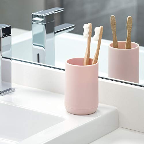 iDesign 28531 Toothbrush Holder for 4 Toothbrushes, Small Toothbrush Stand Made of Plastic, Round Bathroom Organiser Also for Electric Toothbrushes, Pink, 7.6 cm diameter x 11.4 cm - Cosy Home Interiors iDesign 28531 Toothbrush Holder for 4 Toothbrushes, Small Toothbrush Stand Made of Plastic, Round Bathroom Organiser Also for Electric Toothbrushes, Pink, 7.6 cm diameter x 11.4 cm - Image 2