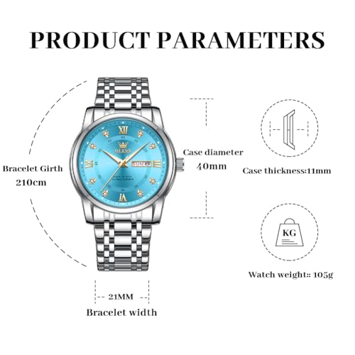Image of OLEVS Watches for Men Business Diamond Easy Read Men's Wristwatch Analog Luxury Date Stainless Steel Waterproof Luminous Dress Mens Watches