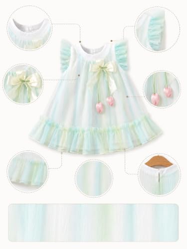 Image of Bold N Elegant Baby Girls Mesh Party Dress with Bow & Tulip Tassels