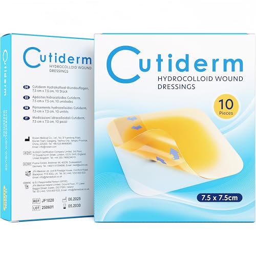 Cutiderm Pack de 10 Vendajes adhesivos hidrocoloide estéril 7,5cm x 7,5cm para heridas