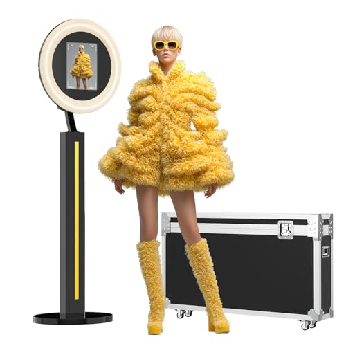 MWE Photo Booth con Flightcase, Software de Soporte y Control Remoto, Ideal para Fiestas, Bodas y Alquileres, Youtube, Video, Tiktok Live (Barra de Luces, Negro)