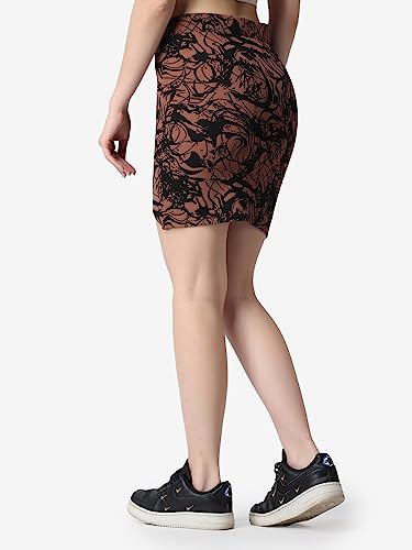 Image of POPWINGS Women Casual Pencil Slit Printed Skirt for Women | Summer Skirt for Women | Concert Slit Short Skit for Women