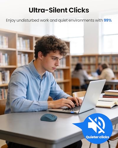 Image of TECKNET Wireless Mouse Bluetooth 5.0 /3.0 & 2.4G Rechargeable, Silent Clicks, Adjustable 4800 DPI, 6 Buttons, Ergonomic Design, Bluetooth Mouse for Laptop, Computer, ipad - Blue