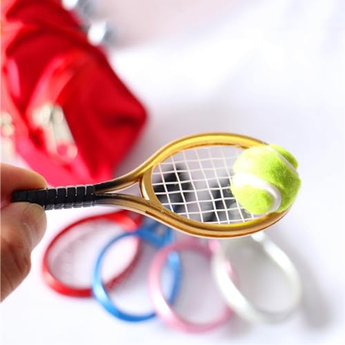 Baby Tennis Model Set Simulation Sports Goods Outdoor Miniature Model Include 1x Tennis 1x Racket