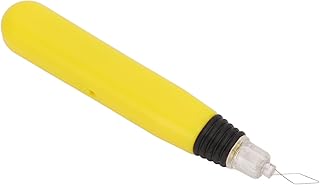 Enhebrador LED portátil, funciona con pilas, fácil de agarrar, herramienta de enhebrador de agujas LED de plástico, máquina de coser, color amarillo