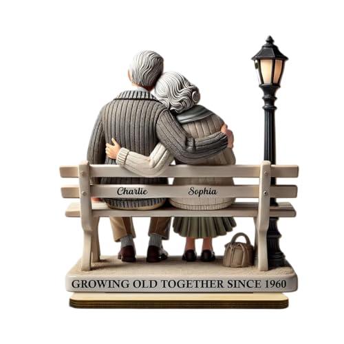 Old Couple Sitting On Bench At The Park Personalized Standing