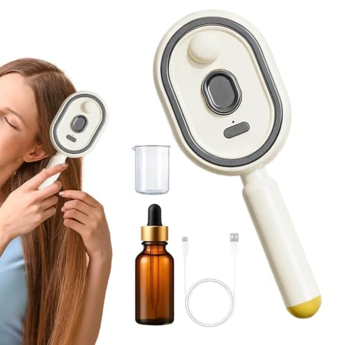 Brosse À Vapeur Électrique Pour Cheveux | 2 En 1 Brosse Lissante Vapeur Avec Huile Et Verre Doseur, Pour Des Cheveux Épais Raides Ondulés Bouclés Lissage...