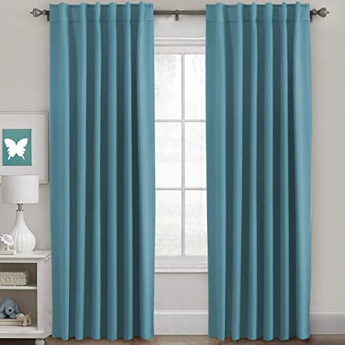 Image of H.VERSAILTEX Blackout Curtains Thermal Insulated Window Treatment Panels Room Darkening Blackout Drapes for Living Room Back Tab /Rod Pocket Bedroom Draperies (2 Panels, Storm Blue, 52 x 84 Inch)