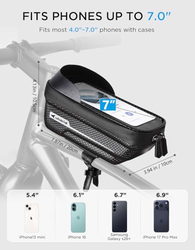 Image of whale fall Waterproof Bike Frame Bag - [Quick Release] [Hard Shell] 2 in 1 Bike Phone Holder Mount, Bicycle Top Tube Bag with Sensitive Touchscreen, Bike Accessories for Phones Under 7 inch