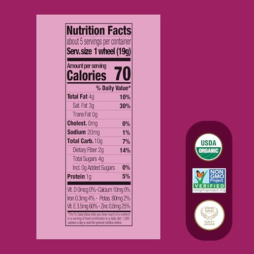 Image of Once Upon A Farm Organic Toddler Soft Baked Bar, Rasp-Berry, Beet and Kale, Smart Wheels Shaped, Non GMO, Kosher, 3.35 Ounces (Pack of 8)