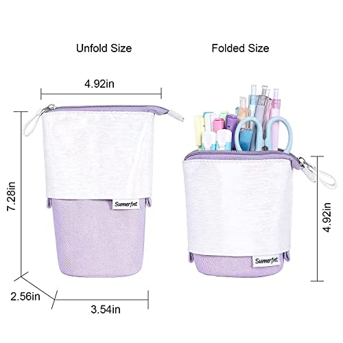 Sumerfnt Pencil Case For Girls Telescopic Pen Holder For Desk Standing Stationery Organizer Cosmetic Pouch Makeup Bag For Women Purple #TOP6