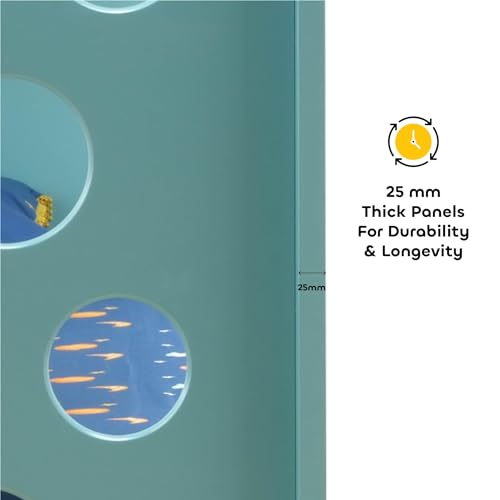 Smartsters Climbr Bunk Bed for Kids with Trundle & Ladder | Double Decker | Engineered Wood | Teal Blue | 72x81x38 inches | Ergonomic Climbing Wall | Extra Bed or Storage - Image 9