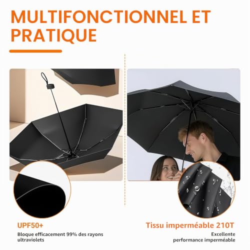 Tuwonwa Parapluie Pliant de Voyage MINI Coupe, Vent, Parapluie Imperméable Compact et Léger pour Sac à Main ou Sac à Dos, Accessoire Pratique pour Déplacements Quotidiens – vue 4