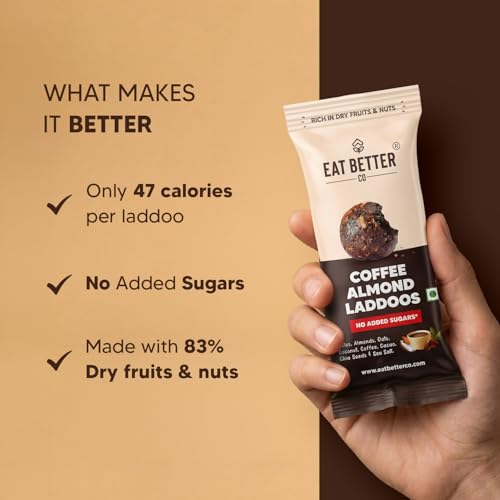 Image of Coffee & Almond - Sugar-Free Laddoos | High Protein & Instant Energy | 95% Dry-Fruits - Healthy Chocolate - No Added Sugar | Healthy Snacks | Energy-Bar Replacement (Pack of 4-40gm)