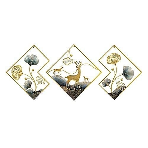 Image of SMILES GIFT Luxury Imported Wall Hanging Large Abstract Iron Wall Art Elegant Deer & Leaf Design Luxury Decor for Home Decor for Living Room