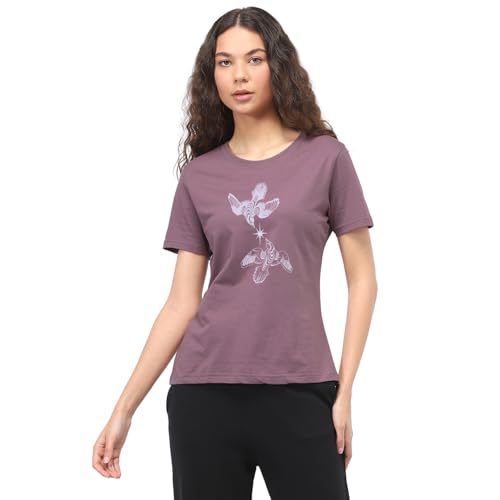 Image of Nobero Women's Graphic Printed T-Shirt | Regular Fit 180 GSM Cotton Tee for Women | Comfortable Round Neck Casual Wear