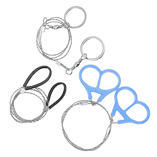 Yardwe 3Pcs Portable Wire Saws Stainless Steel Emergency for Camping Outdoor Use Flexible Cutting Chains with Loop Handles Essential Survival Supplies