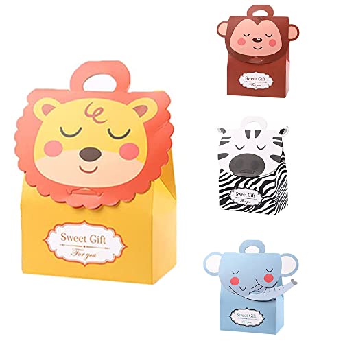 12 Piezas Bolsas de Papel Animal, cumpleaños Bolsas de Regalo, Bolsas de Papel de Caramelos, Dulces Bolsas de Papel, Bolsa de Dulces de Animal, Con Asa, Usado para Embalaje de Caramelos y Galletas Cover