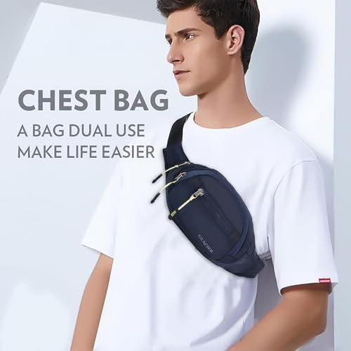 Image of GLACIER Men's & Women's Waist Bag /Fanny Pack | Stylish Crossbody Sling for Travel & Daily Use | Multi-Compartment Lightweight Waist Pouch with Adjustable Strap for Outdoor, Walking & Casual Wear