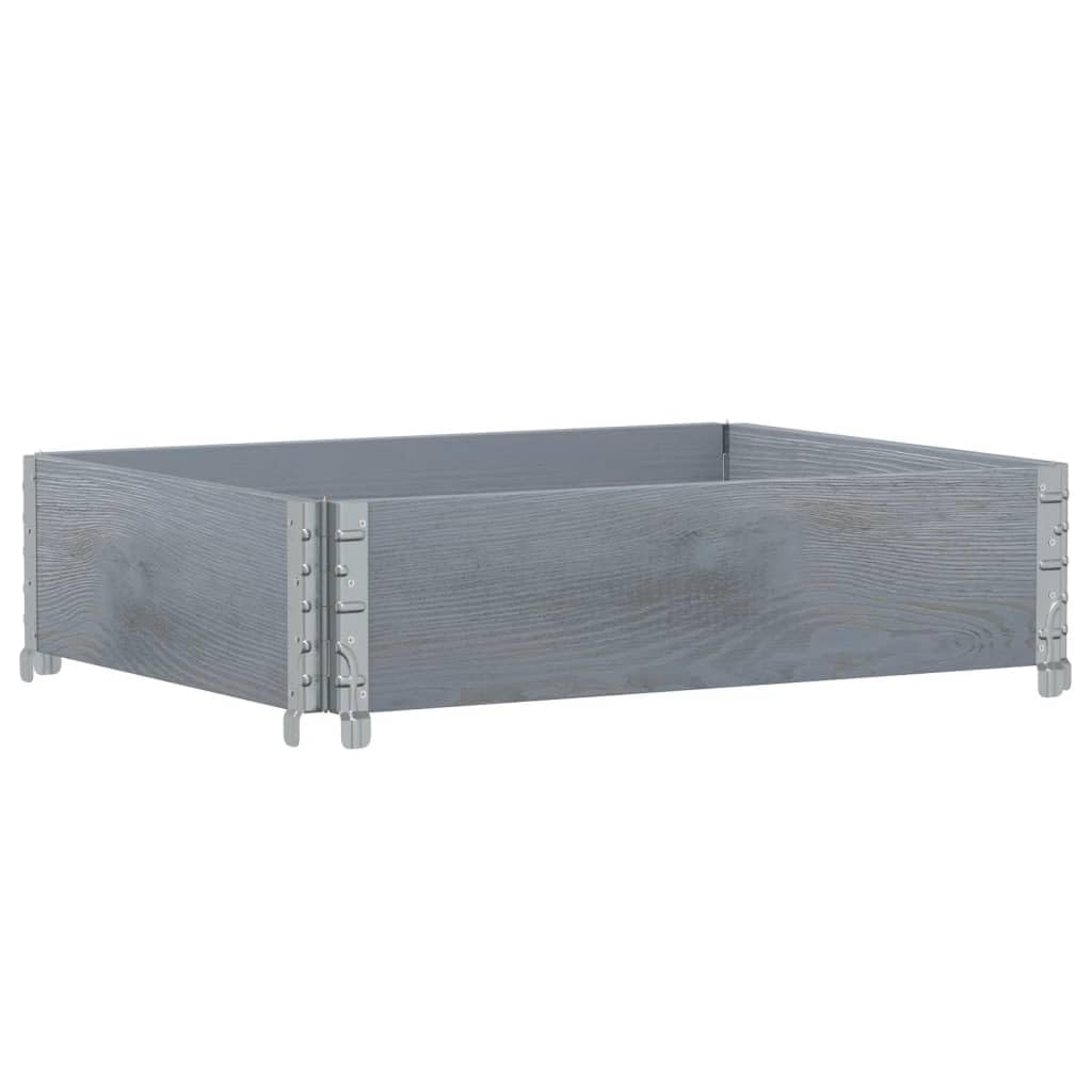 Paletten Aufsatzrahmen Grau 80x60 cm aus massivem Kiefernholz, klappbarer Rahmen für Stapeltransport, Lagerung und Ladungssicherung mit Europalette