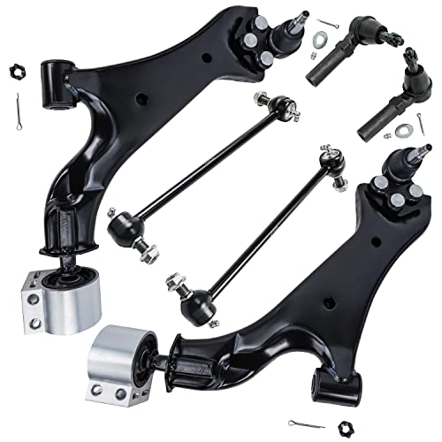 Image of Detroit Axle - Front End 6pc Suspension Kit for 2010-2017 Chevy Equinox | GMC Terrain 2 Lower Control Arms w /Ball Joints 2 Sway Bar Links 2 Outer Tie Rods 2011 2012 2013 2014 2015 2016 Replacement