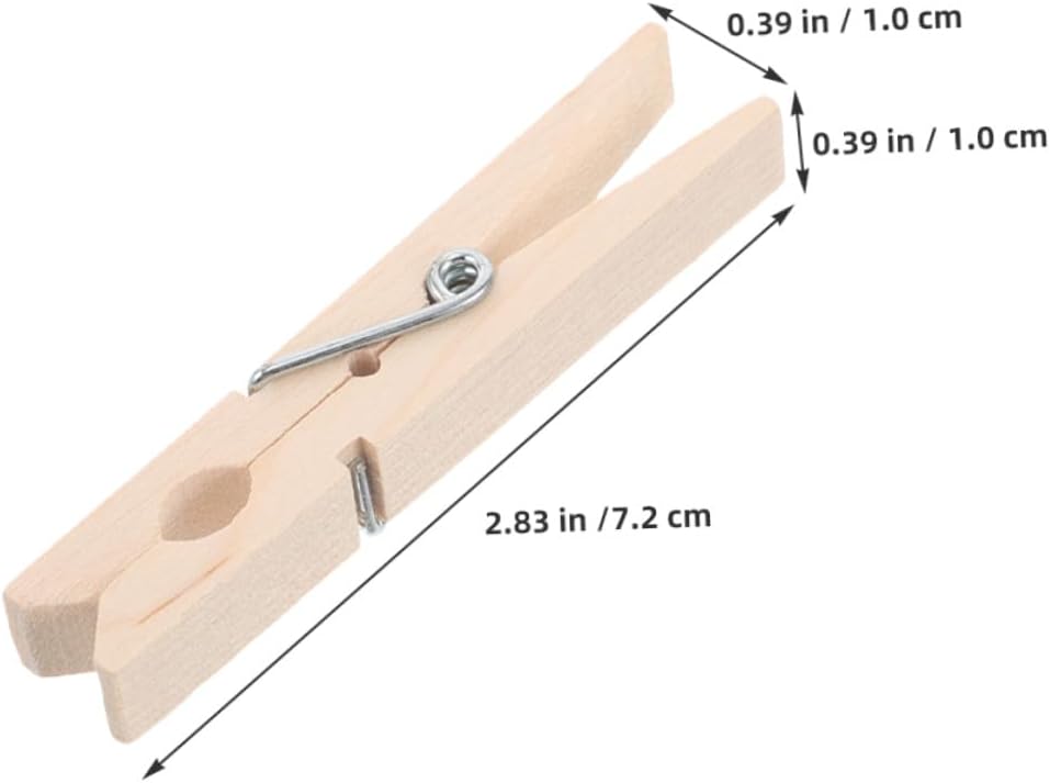 Artibetter 150pcs Wooden Clothes Pins with Spring, Windproof Mini Laundry Pegs for Hanging Clothes and Socks, Natural Wood Clips for Photos and Craft Display, 7.2x1.0cm