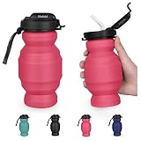 Mefold Water Bottles Collapse Silicone Durable Leak Proof Straw,Foldable Medical Grade BPA-Free,11oz