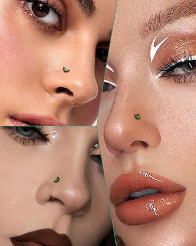 COCHARM 3PCS Halloween Nose Stud 20g Glow in the Dark Nose Ring Stud Black Bat Spider Black Nostril Stud L Shape Surgical Steel Nostril Piercing Jewelry for Women Men2