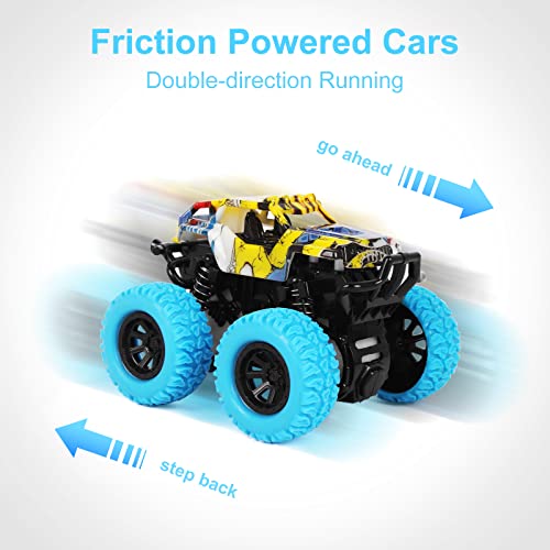 M Sanmersen Car Toys For Boys 3-5 Years Old - Monster Toys Truck 2 Pack 360° Rotating Stunt Cars - Toddler Car Toys For Boys Girls Birthday Christmas Party Gifts #TOP3