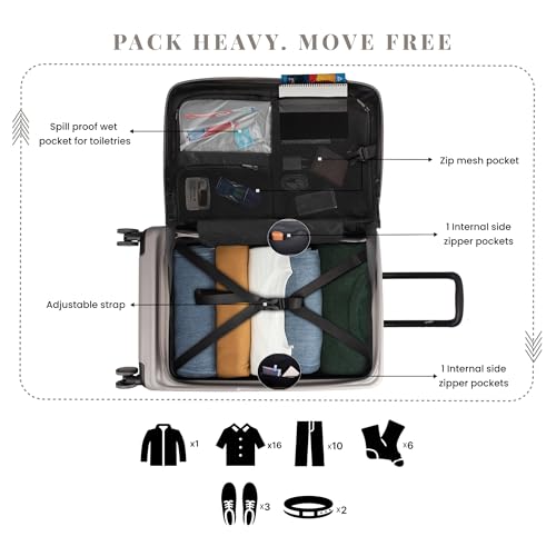 Image of F Gear Sedona Large 79cm German Polycarbonate Hard Luggage|Japanese Hinomoto Silent Wheels |Expandable Check-in Suitcase Travel | Wet Pocket, TSA Lock, Anti-Theft Zipper|Taupe (Taupe)