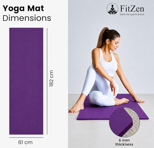 Image of Yoga Mat for Women and Men 6mm with Carry Strap EVA Material Extra Thick Exercise Mat for Workout Yoga Fitness Pilates and Meditation, Anti Tear Anti Slip For Home & Gym Use (Purple, 6mm)