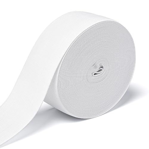Elastic Band for Sewing 2 Inch x 12 Yard High Elasticity Sewing Elastic Bands for Waistbands Pants Clothes and Crafts DIY White