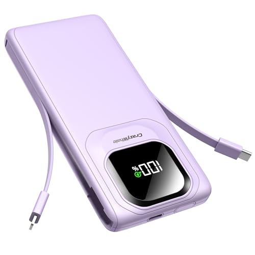 Portable Charger with Built-in Cables,22.5W Super Fast Charging Power Bank Slim Phone...