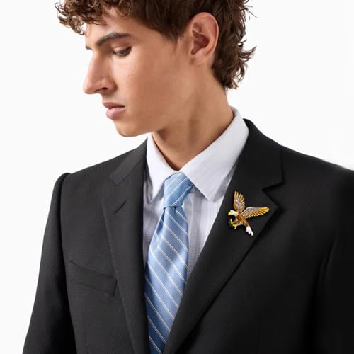 Image of Shiny Eagle Bird Brooch Pin for Women Men Gold Plated Fashion Enamel Flying Animal Brooches Lapel Pins Dainty Hat Bag Suit Dress Accessories Birthday Holiday Festival Jewelry Gift
