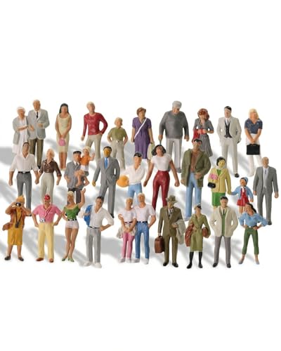 CATZUM Set di 50 Piccole 1:87 Figure Dipinte Colorate Figurine de Miniature Figure in Diverse Pose Modello Figurine di Modellini di Treni Proporzione in Miniatura Statuina