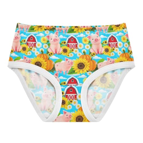 Joisal Cute Pigs Sunflowers Blue Panties for Girl Toddler Girls Underwear Cotton Colorful Undies Kids Briefs 2t