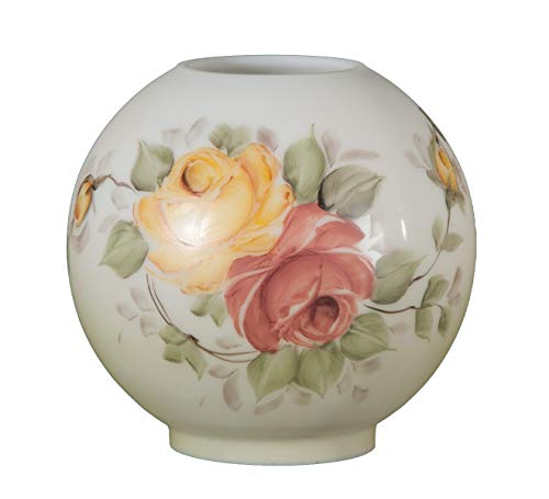 Image of B&P Lamp Hand Painted Opal Ball Shade, Victorian Roses Scene
