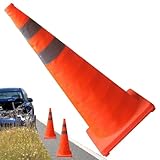 Zusammenklappbarer Verkehrskegel - Orange Reflective für Industriezonen | PP unten mit Oxford Stoff, tragbares Sicherheitstool für Fußballfeld, Parkplatz, Auffahrt, Kinderbereich, 11.81 x 11.81 x 27,5