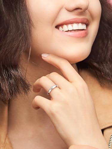 KEZEF Sterling Silver Wedding Band Ring for Men and Women – Wedding Bands for Her, Wedding Band for Women and Men, 3mm Width Silver Ring Size 8.52