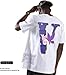 toggdipo Hip hop Shirt Retro Fashion V Pattern Men Women Short Sleeved T-Shirt Rapper Street Clothing Teen Y2K Tee