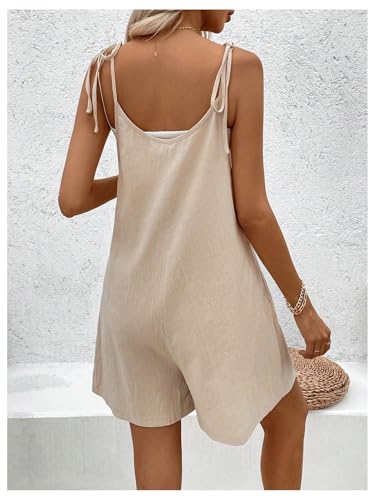 Image of SHENHE Women's Summer Casual Romper Spaghetti Strap Beaded Loose Overall Shorts Jumpsuit