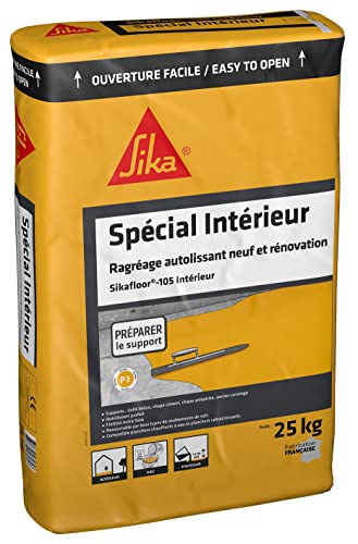 SIKA - Ragréage autolissant pour sols intérieurs - - Sikafloor 105 Intérieur Gris - Utilisable sur sol chauffant - De 1 à 10 mm d’épaisseur - Sec en 3h - 25kg