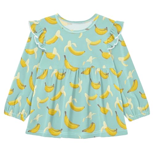 Delicious Banana Girls Shirts Cotton Long Sleeve Ruffle Toddler Tee Tops