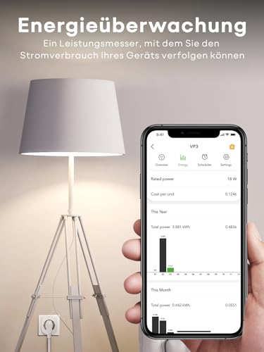 Foto von VOCOlinc Smart Steckdose Funktioniert mit Apple HomeKit, WLAN Steckdose mit Verbrauchsmessung, Timer, Kompatibel mit Alexa, Google Home, Kein Hub Erforderlich, 2 Stück